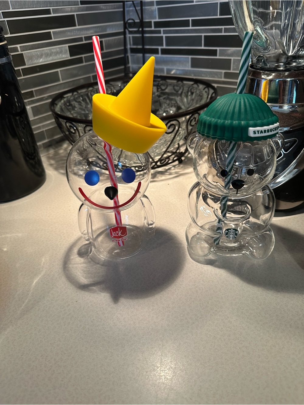 Yellow Hat Jack in the Box Drink Cup with Straw